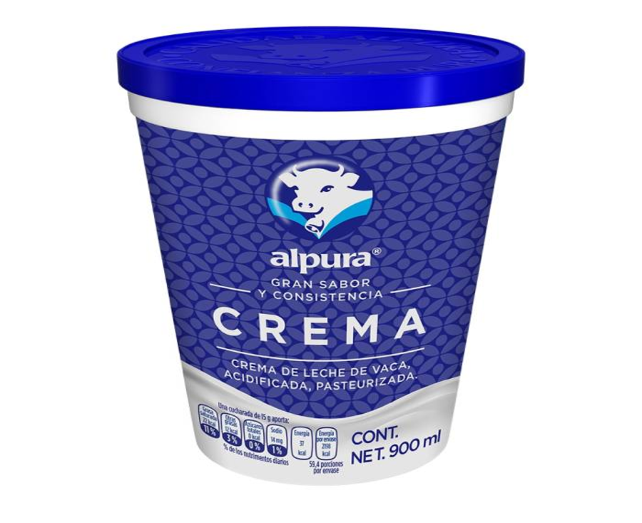 Crema Alpura ácida regular 900 ml