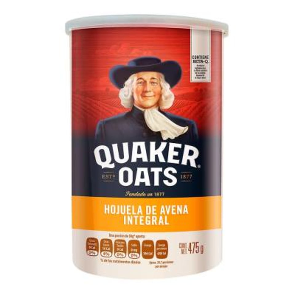 Hojuelas de avena Quaker Oats integral 475 g