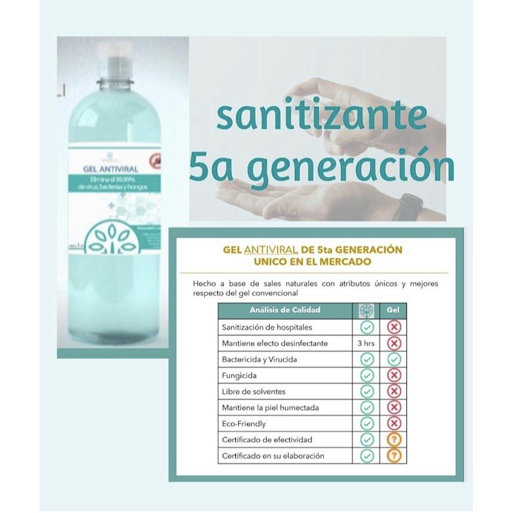Gel antiviral de 5ta generación botella de 1ltr elimina el 99.99% de virus, bacterias y hongos