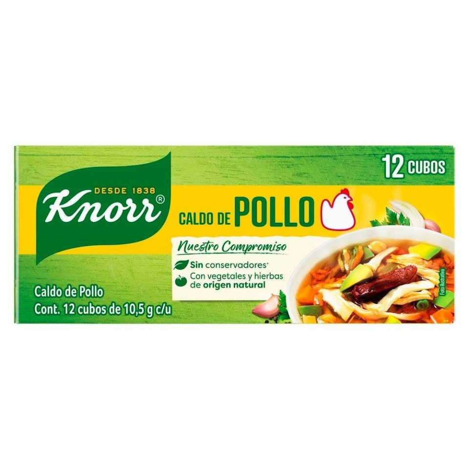 Caldo de pollo Knorr 12 cubos de 10.5 g c/u