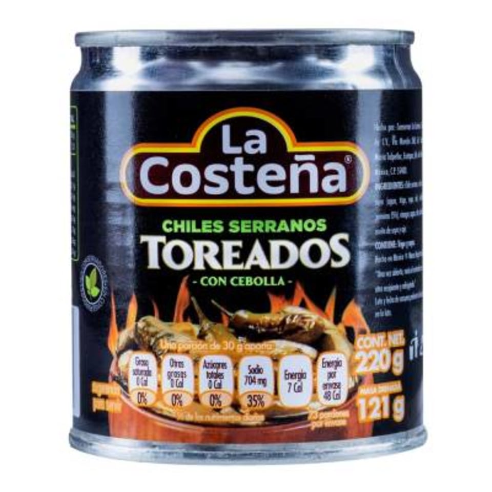 Chiles serranos La Costeña toreados con cebolla 220 g