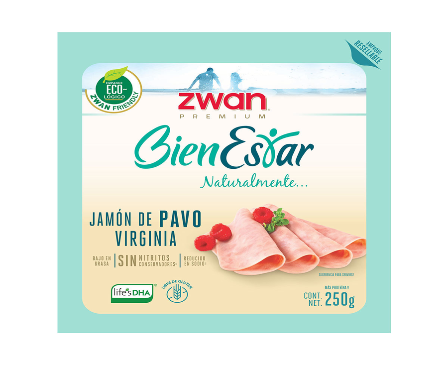 Jamón de Pavo Zwan premium bienestar 250 g
